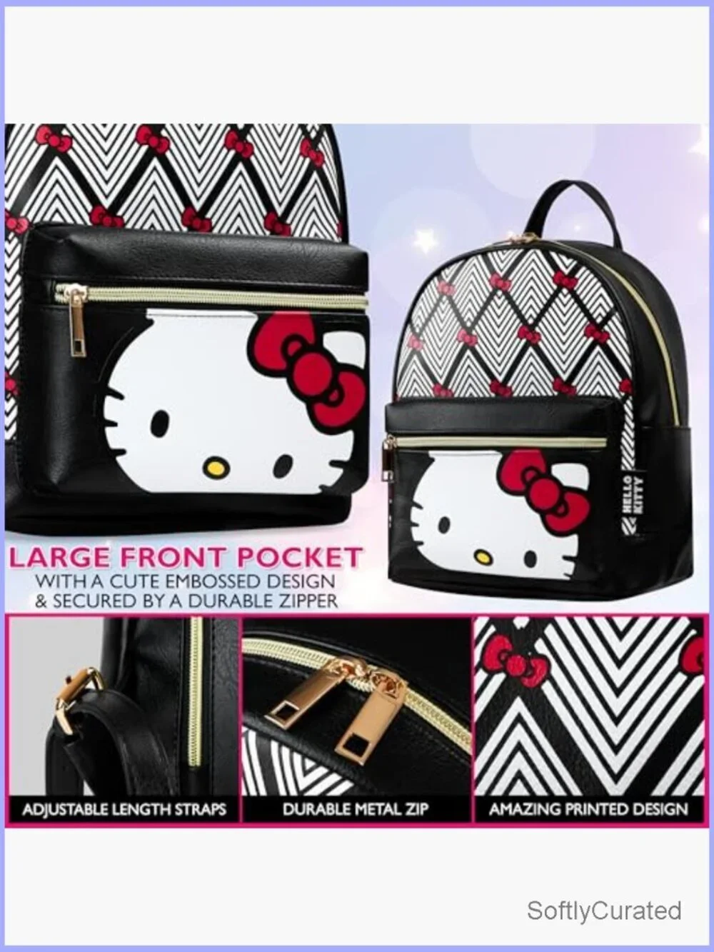 Faux Leather Daypack Backpack for Travel School Casual Cute Kawaii Rucksack